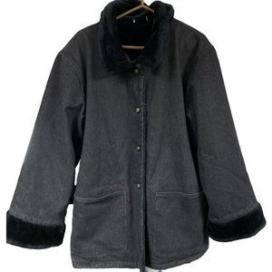 Women's Black Heavy Pile Lined Reversible Coat